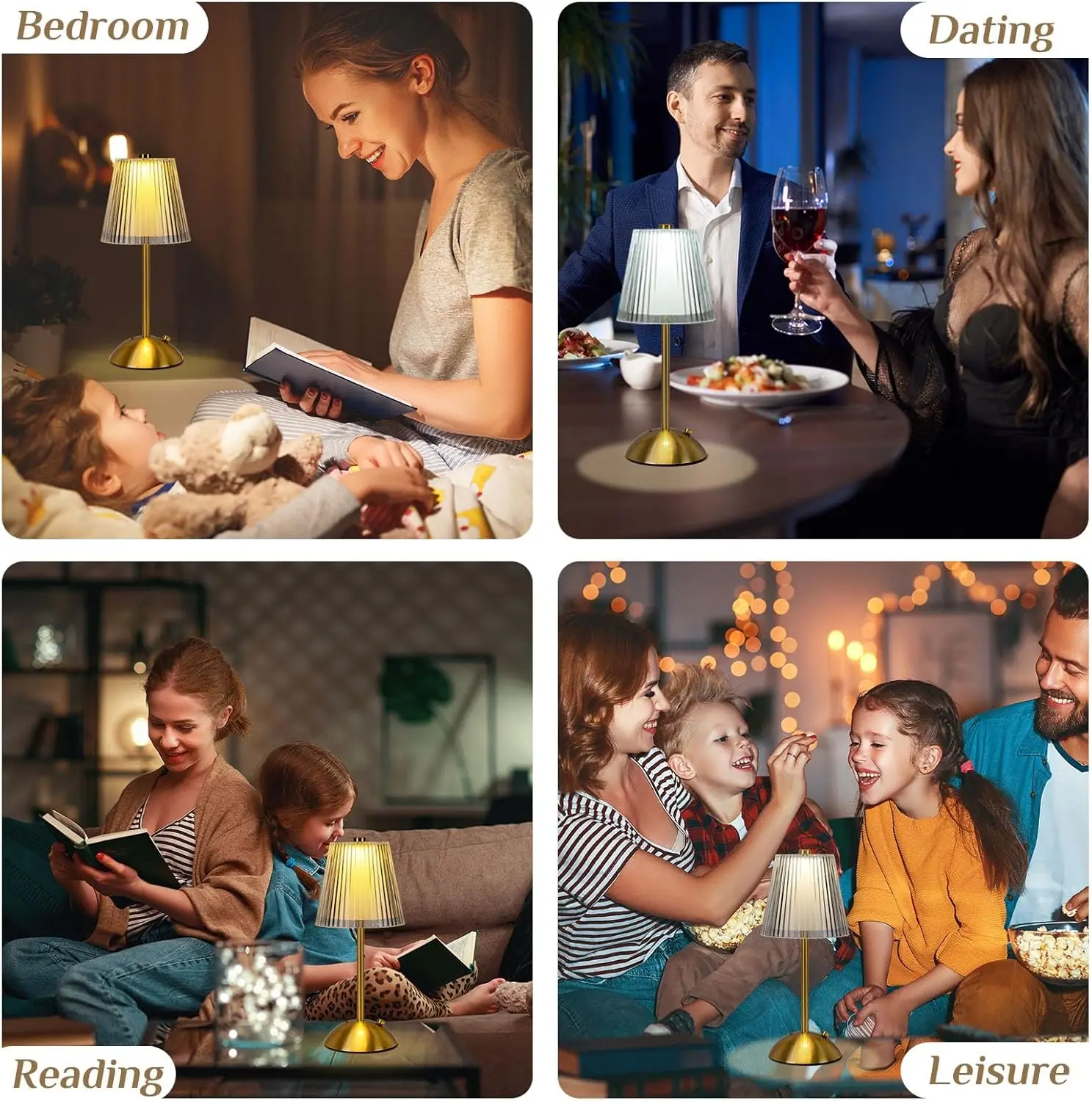 اللاسلكي اللمس الجدول مصباح LED قابلة للشحن مصباح Dask 3 ألوان عكس الضوء كريستال مصباح لغرفة النوم مطعم المطبخ ديكور المنزل #5