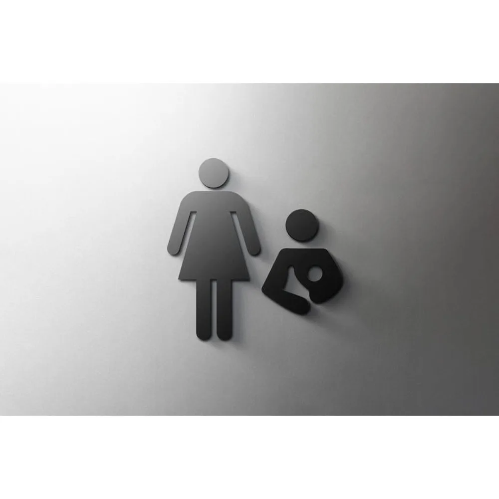 3mm Acrylic Laser-Cut 3D Aluminum Wall Art, Lactation Mother Symbol Sign for Home Studio Lounge Restaurant Hotel Door, Self Adhe
