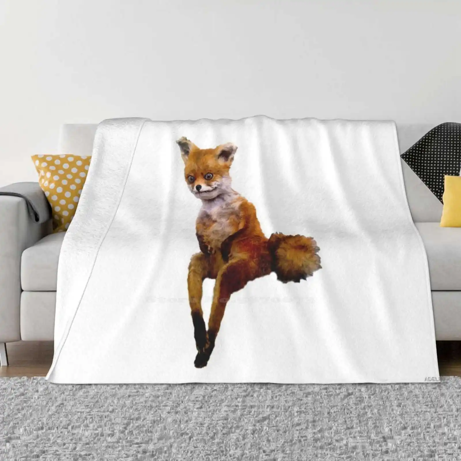 Stoned Fox The Taxidermy Fox Meme For Home Sofa Bed Camping Car Plane Travel Portable Blanket Stoned Fox Meme Funny Taxidermy