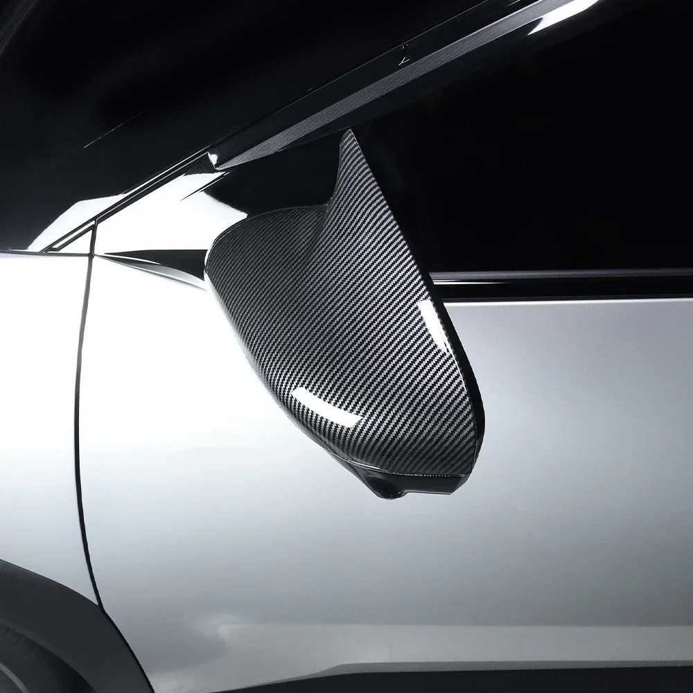 لكيا EV4 2025 2026 2 قطعة مشرق الأسود الثور القرن سيارة مرآة الرؤية الخلفية غطاء الكسوة الملحقات الخارجية