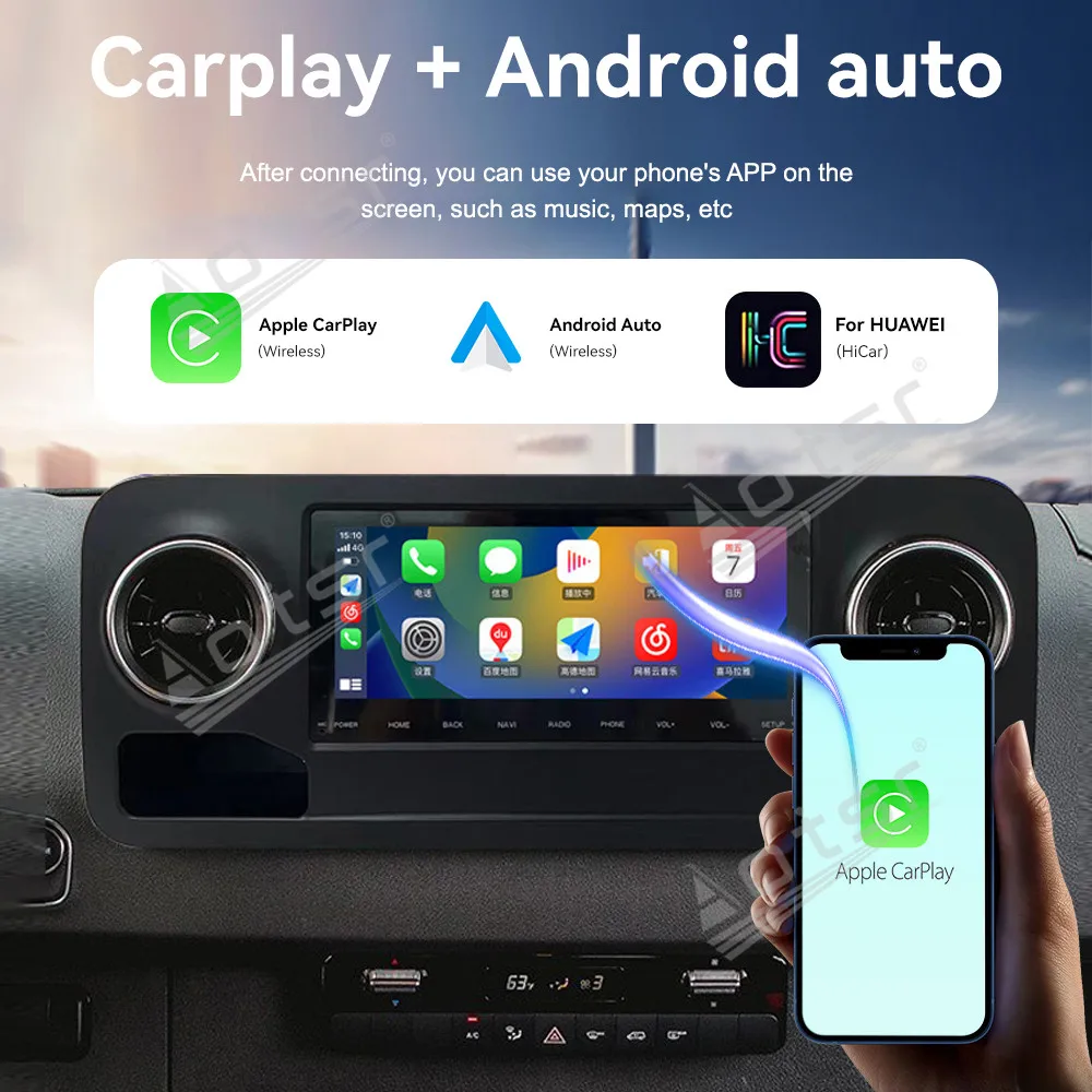 10.25 inch CarPlay Car Radio Android 14 For Mercedes-Benz Sprinter 2018-2021 GPS Navigation Stereo Multimedia Player Head Unit