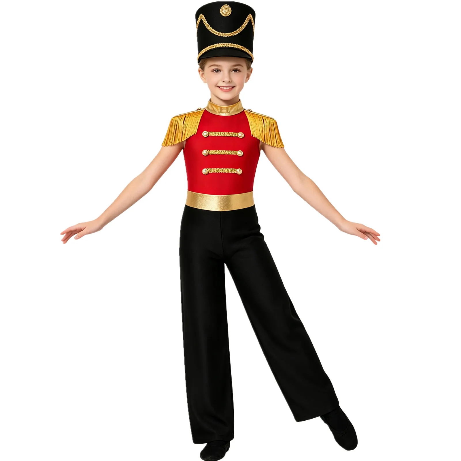 Disfraz de soldado cascanueces para niñas, con traje de banda de tambores y guardia de honor para desfile, mono de circo sin mangas con cremallera para Halloween y carnaval.