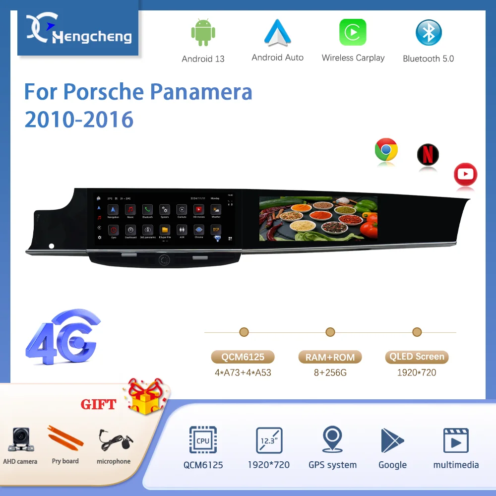 12.3 Android13 8Core For Porsche Panamera 2010-2016 Car Multimedia Video Player GPS Navigation Radio AUTO Stereo Carplay 4G 360