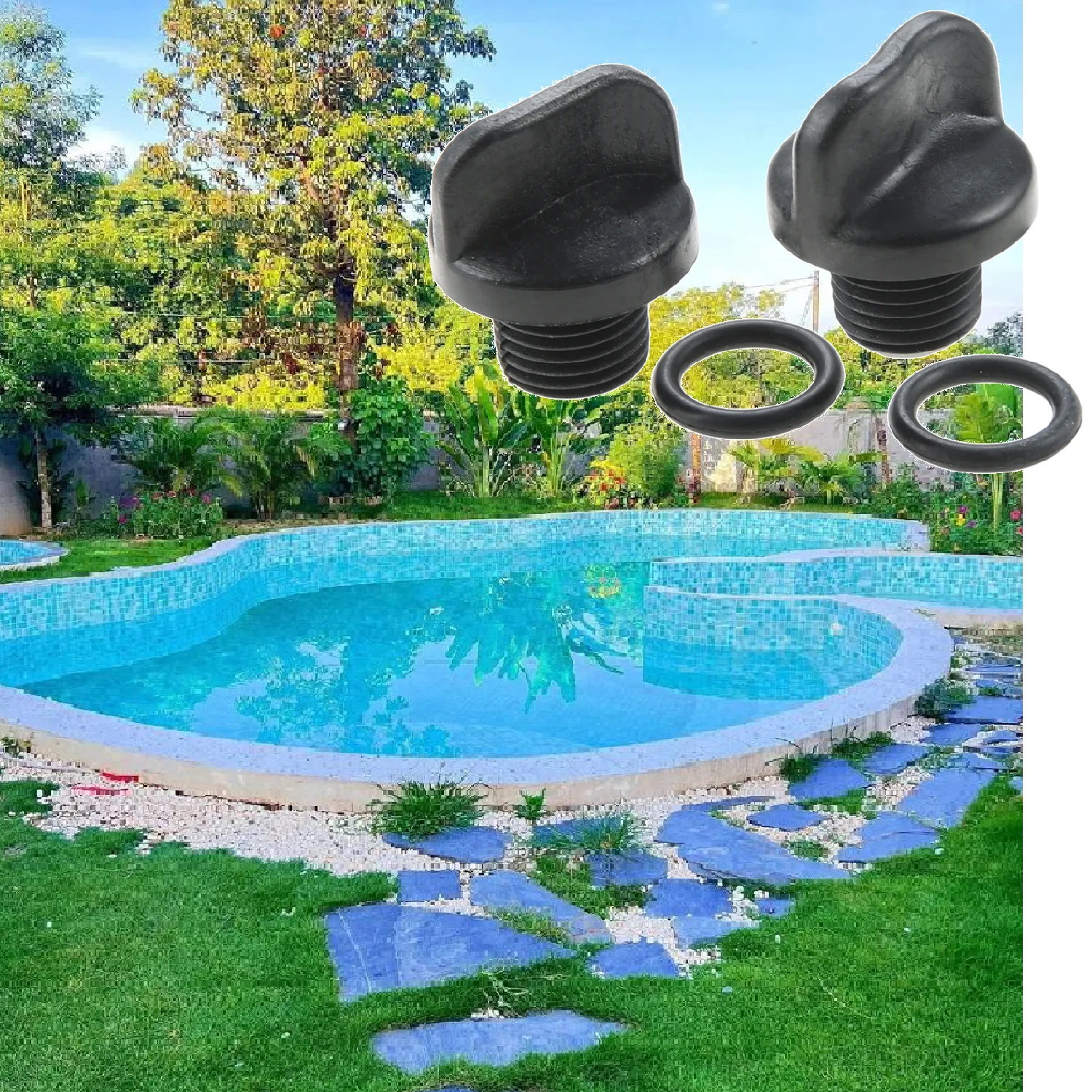 2Pcs R0446000 Pool Pump Drain Plug with O-Rings for Zodiac Jandy Filter Pumps Polaris Booster Pump Water Purification System SPA
