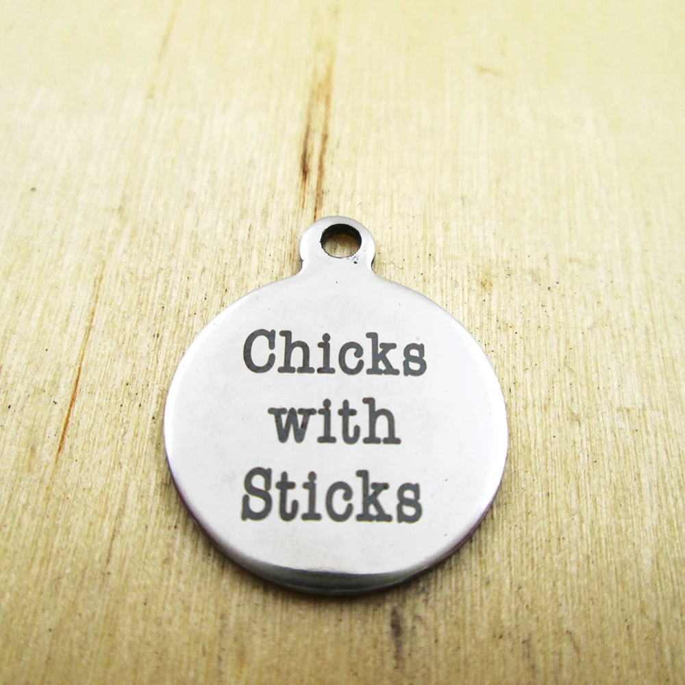 20pcs-chicks with sticks stainless steel charms Laser Engraved Customized DIY Charms Pendants