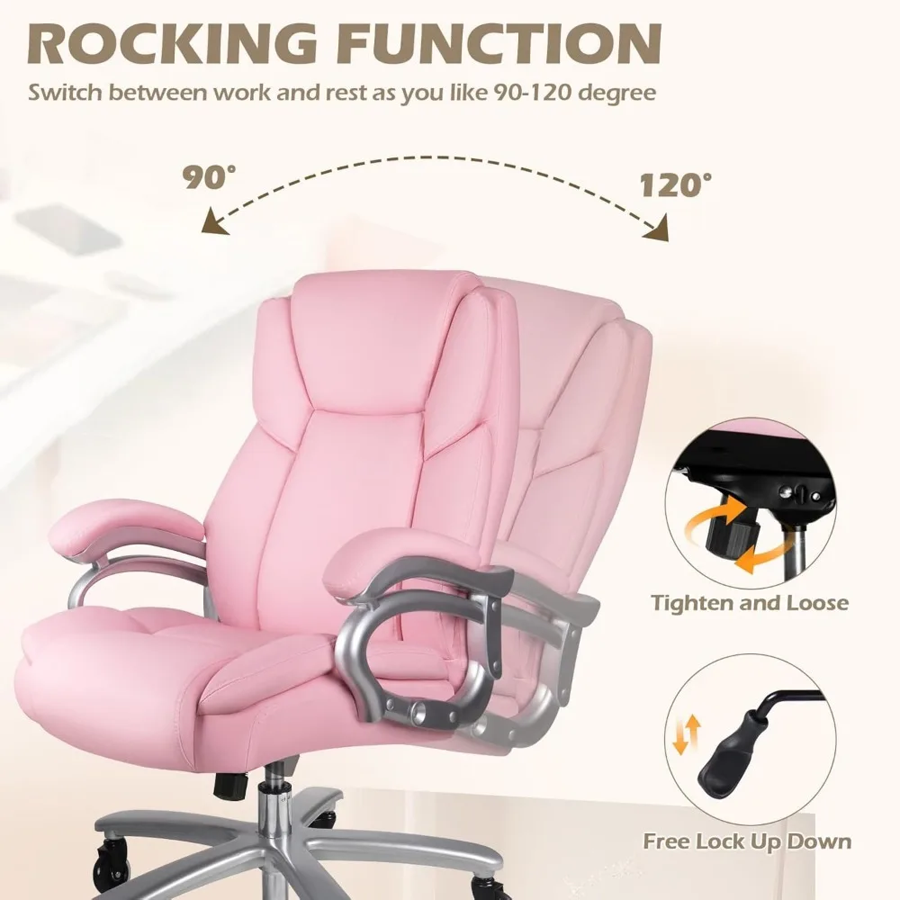 Ergonomischer Chefsessel aus PU-Leder mit hoher Rückenlehne, robuster Konstruktion und Rückenlehne für große und große Benutzer