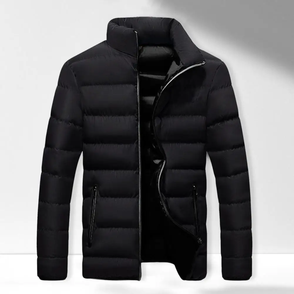 Cozy  Trendy Zipper Pockets Jacket Autumn Winter Men Parkas Stand Collar   for Daily Wear