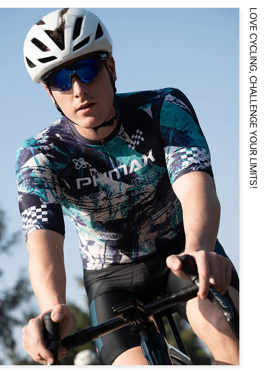 PHMAX Herren-Mountainbike-Trikot, kurzärmelig, Fahrradtrikots mit 3 Taschen, Renntrikot, Fahrradbekleidung mit durchgehendem Reißverschluss – Detail 15
