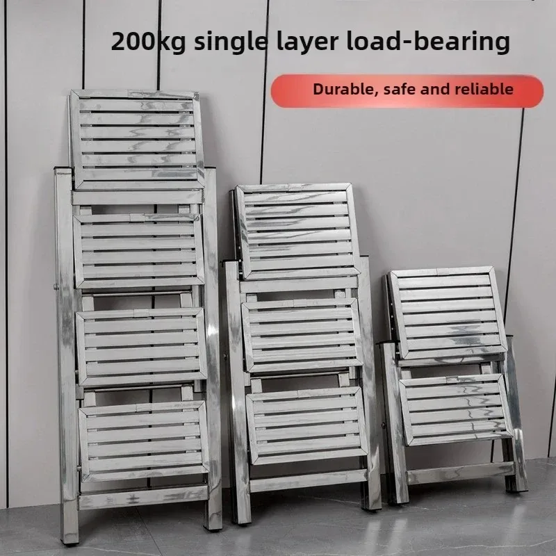 Home Stainless Steel Ladder Stool Folding Telescopic Thickened Step Ladder Indoor Multi-functional Portable 3 Step Ladder Bench