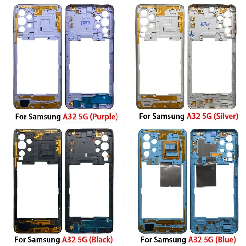 

5Pcs，Middle Frame For Samsung A32 A325F A326F 4G 5G With Camera Glass Lens Front Housing Middle Bezel Chassis Shell Parts