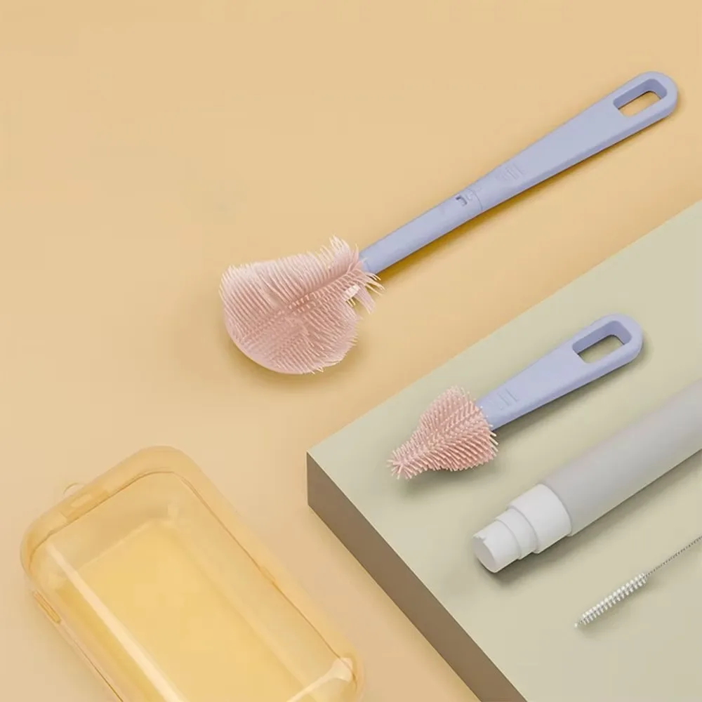 

Long Handle Baby Bottle Brush Kit with Box Multipurpose Baby Bottle Cleaner Brush Washing Tool Set 360 Degree Rotation