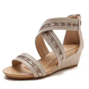 Summer Women Sandals Fashion Ankle Strap Roman Flat Sandals Plus Size Beach Shoes Non Slip Female Slippers sandal AliExpress