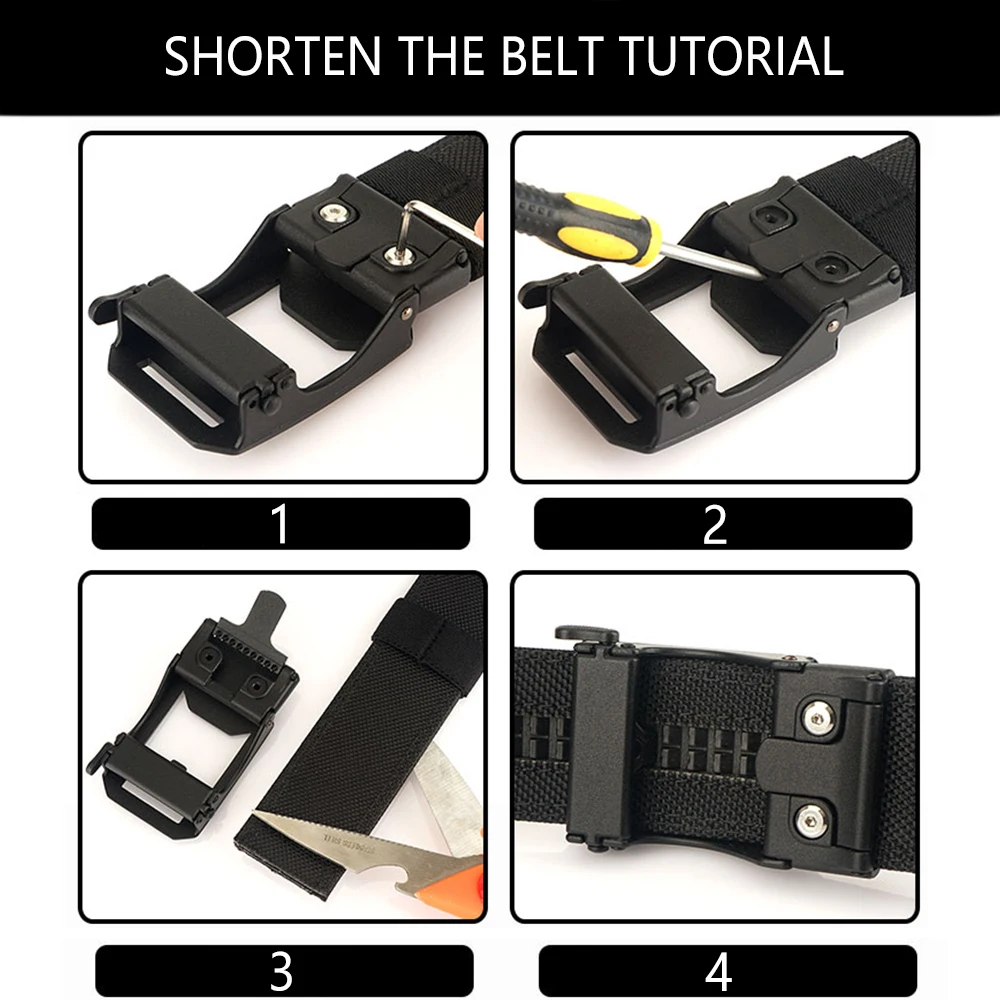 TUSHI Neuer militärischer taktischer Gürtel für Herren, eng, robust, Nylon, robust, harter Gürtel für Herren, Outdoor, Freizeitgürtel, automatischer Bund – Detail 13
