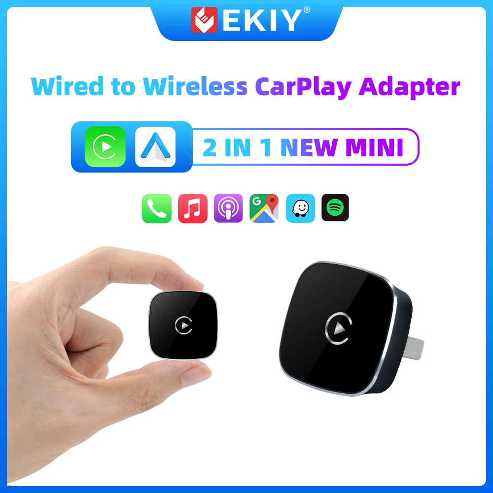 EKIY НОВЫЙ беспроводной адаптер CarPlay Android Auto, проводной к беспроводной 2 в 1, мини-автомобильный адаптер Ai Box для Audi Toyota VW Peugeot plug and paly