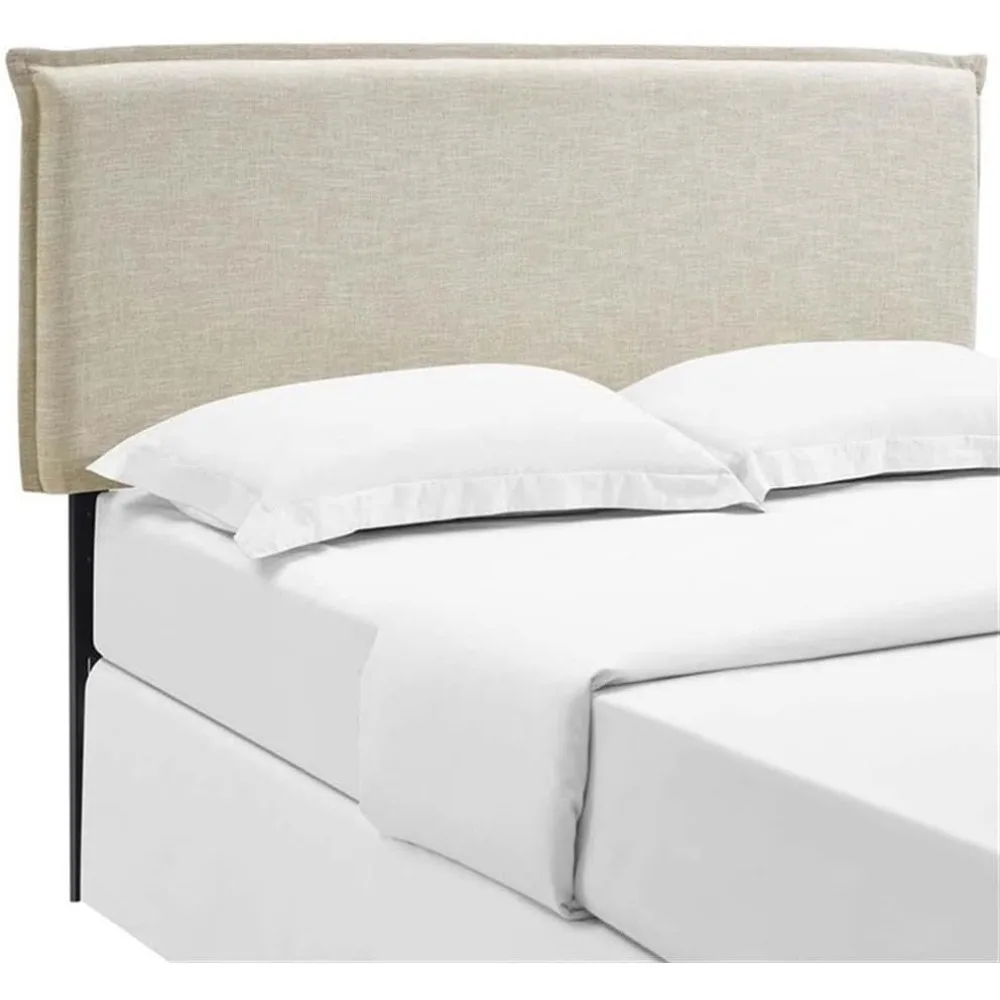 Gepolstertes Queen-Size-Kopfteil aus beigem Polyestergewebe