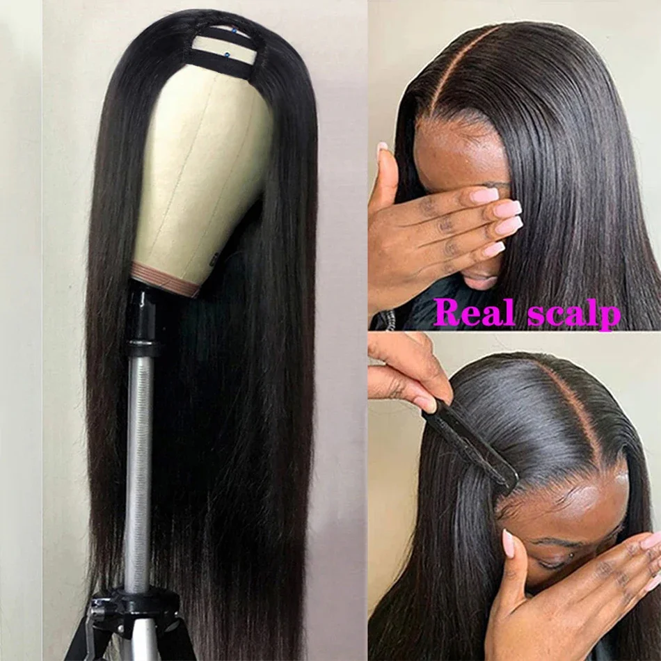 Straight Wigs Cheap U Part Wig Brazilian Human Hair Wigs For Women Virgin Hair Glueless Middle U Shape Wig 180 Density wholesale