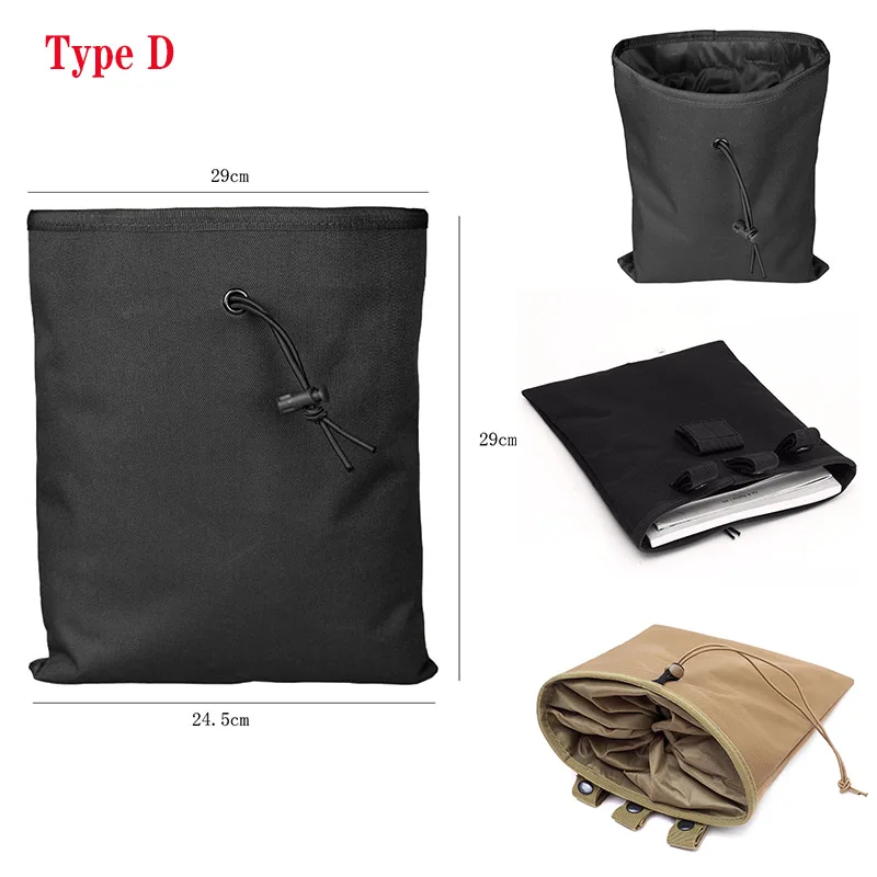 Tactical Molle Folding Revista Dump Drop Pouch, Cordão Utilitário, Recuperação Mag, Coldre Munição Bag, Caça Acessórios