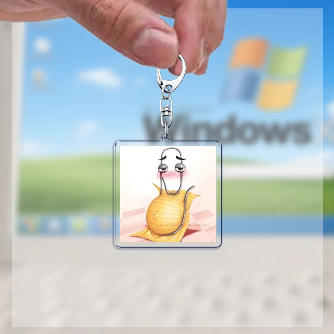 Cute Funny Clippy Meme Keychains for Accessories Bag Office Creative KeyChain Ring Jewelry Fans Gifts Keyrings