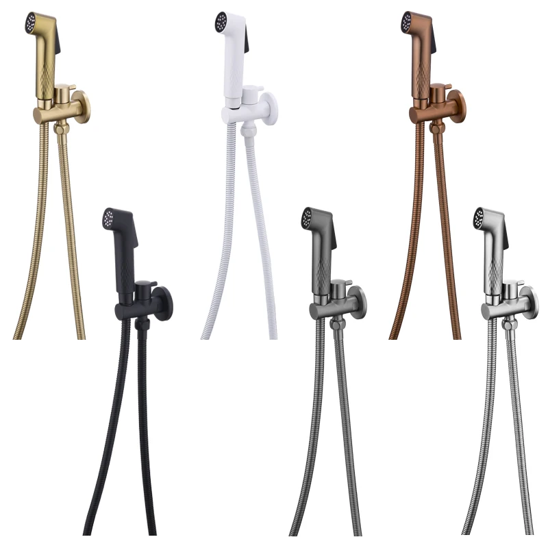 

Латунный ручной бидетный распылитель для унитаза, черный смеситель для биде, душевая насадка для ванной комнаты, самоочищающийся, белый