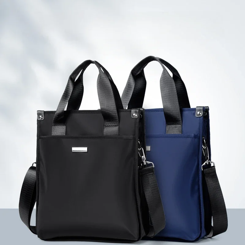 Men's Vertical Commuter Shoulder Bag Large Capacity Office A4 Book Crossbody Handbag Simple Business Leisure Travel Sling Bag