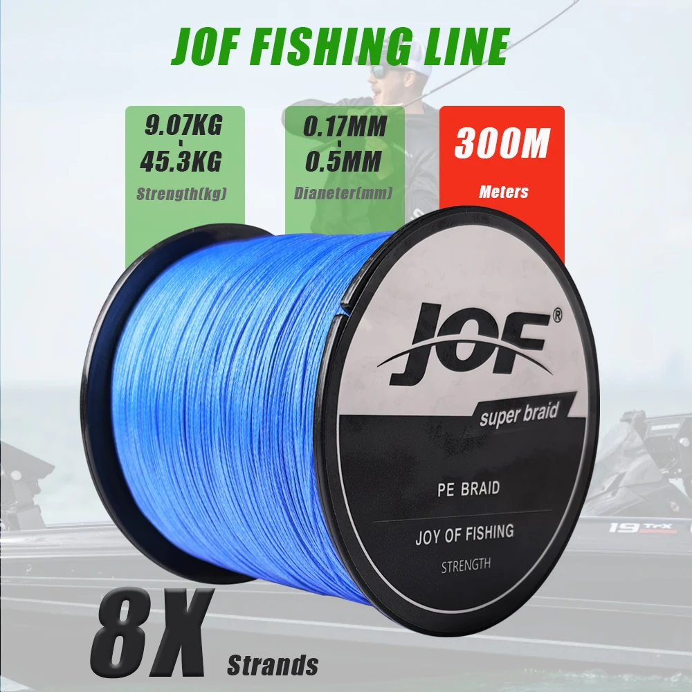 JOF PE Angelschnur X8 Super Starke Geflochtene Schnur 300m/500m/1000m Glatte Angelschnur für Meeresangeln