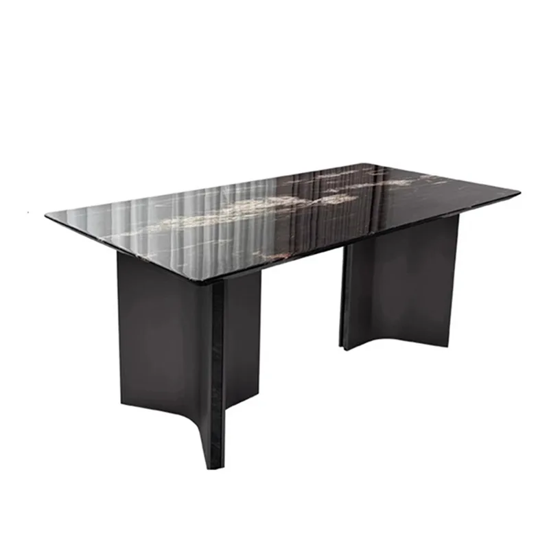 

Italian natural luxury stone universe gold marble dining table light luxury high-end