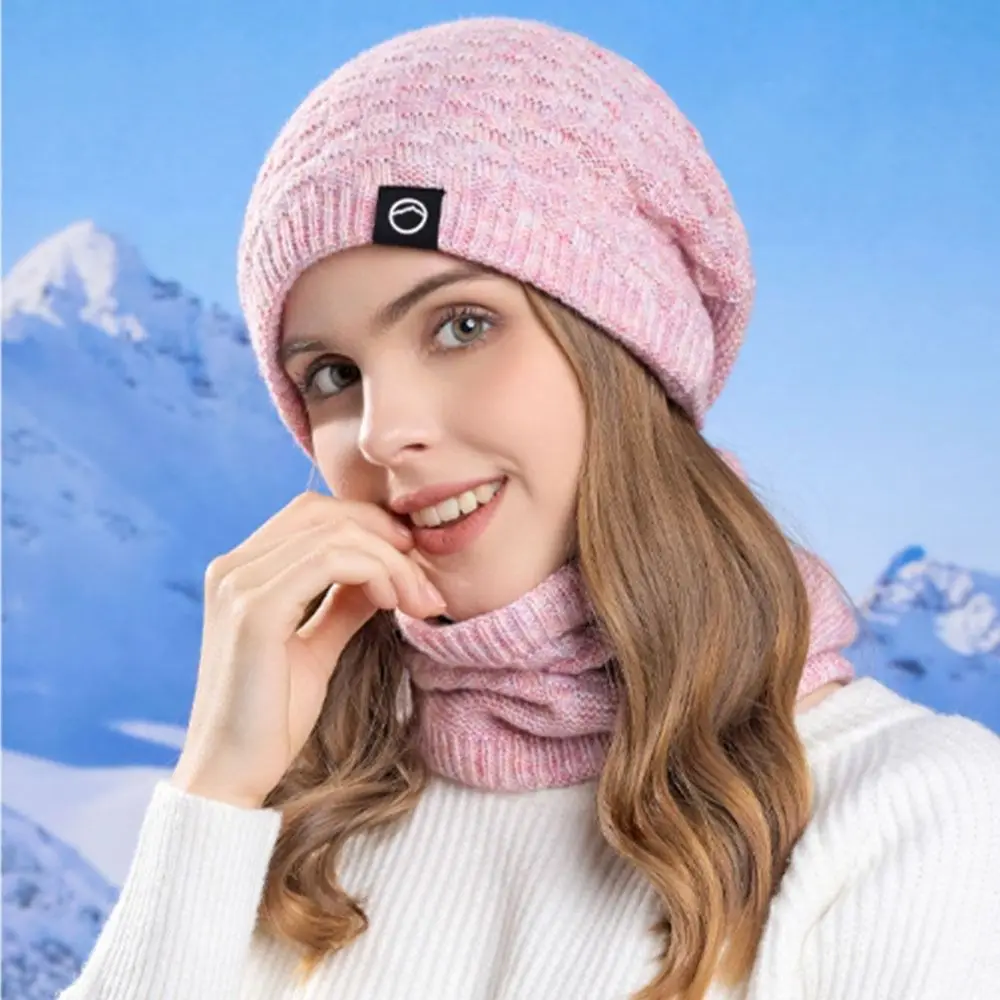 Ensemble Bonnet et Écharpe pour Femme, Chauffe-Cou, Coupe-Vent, Protection des Oreilles, Épais, Chaud, Hiver