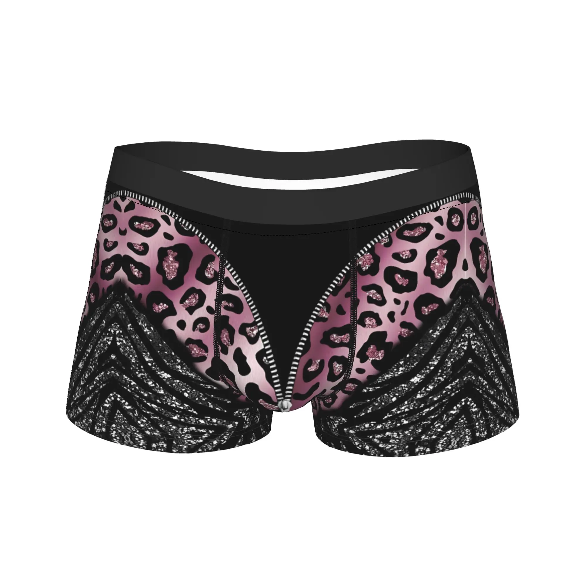 

Мужские дышащие трусы-боксеры с леопардовым принтом, розовые, эластичные, с модным рисунком, для повседневного комфорта и носки на каждый день