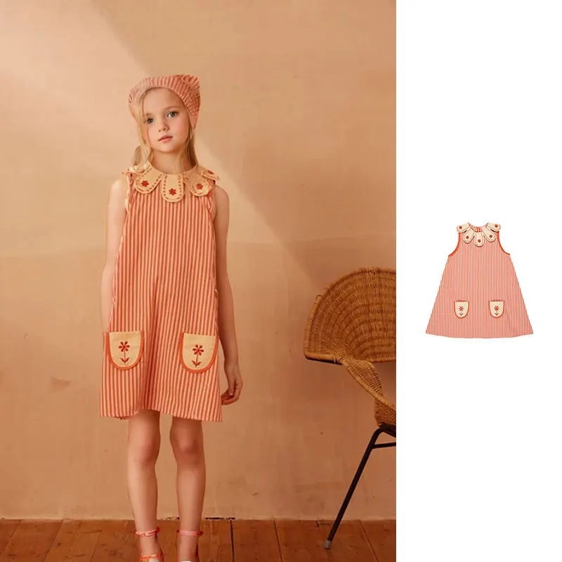 

Детское платье для девочек 2026 года, летнее, с цветочным узором, без рукавов, с вышивкой, на бретельках, в стиле принцессы