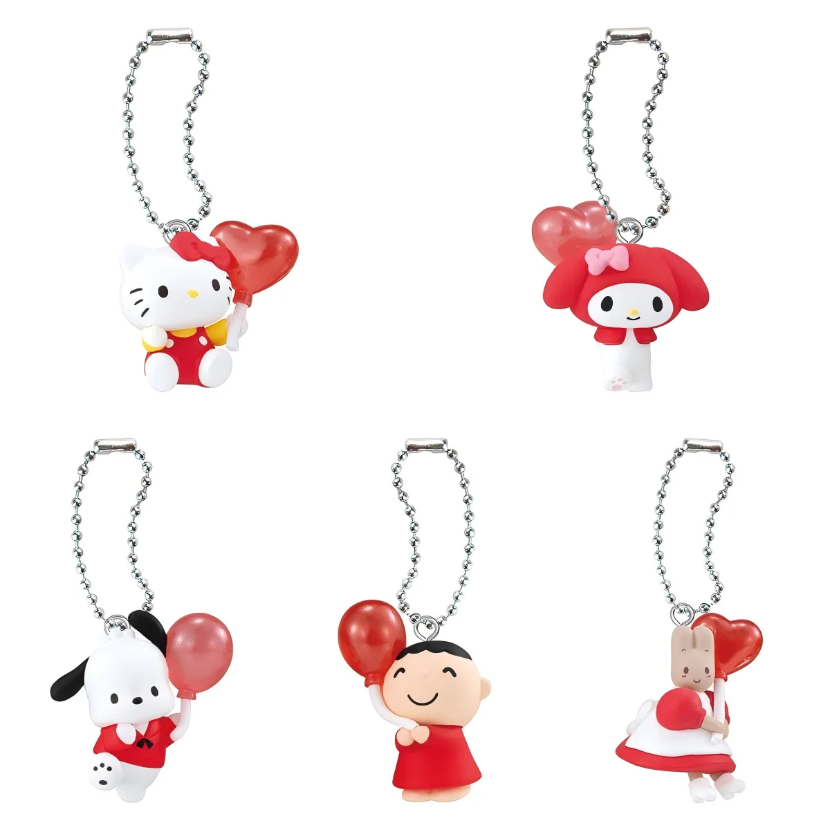 Bandai Sanrio Action Figures Model RED SERIES Kitty Melody Pochacco Decoration Backpack Chain Gashapon Ball Official Genuine