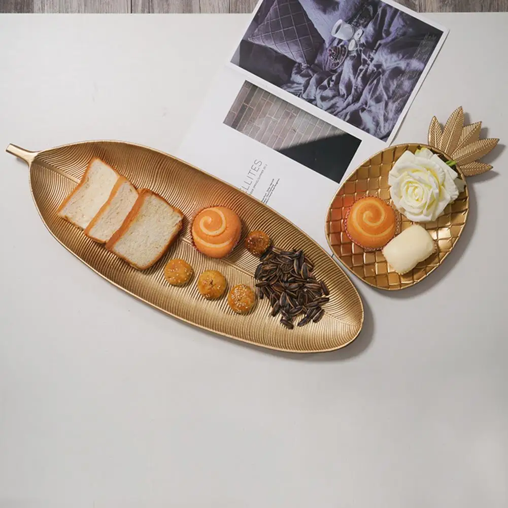 Fruit Tray Desktop Storage Tray Jewelry Cosmetic Key Storage Wood Leaf/Pineapple Shape Serving Platter