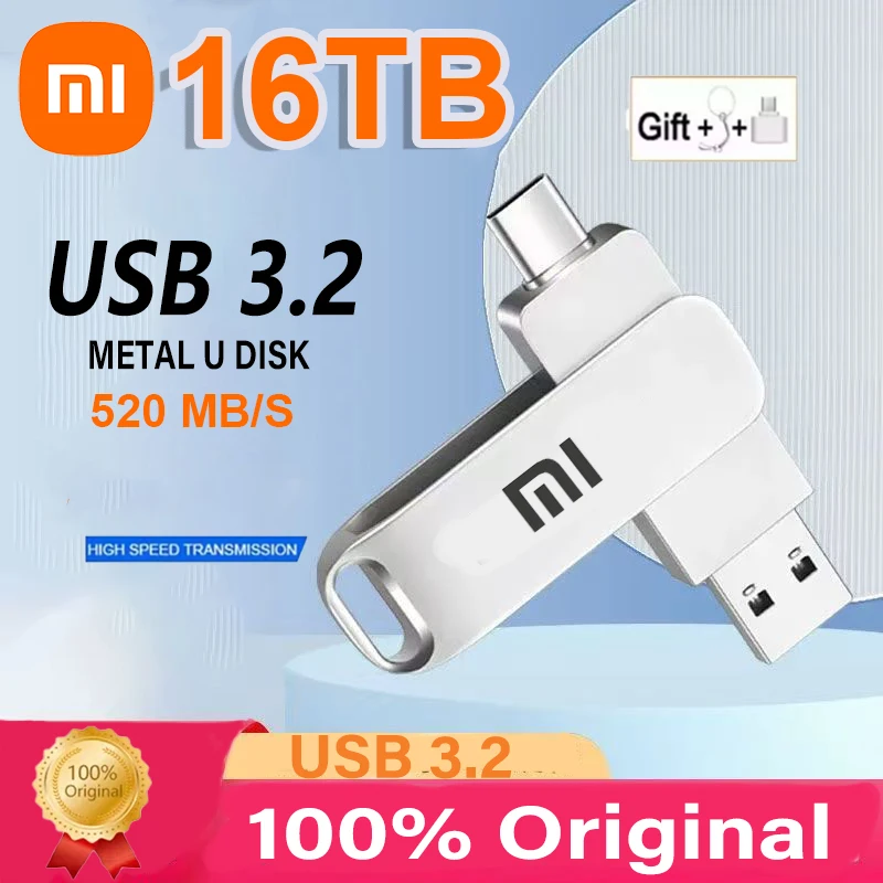 XIAOMI 16TB Flash Drives USB 3.2 High Speed USB Transfer Metal Pendrive Memory Card Pendrive Flash Disk Memoria Waterproof Stick image 2
