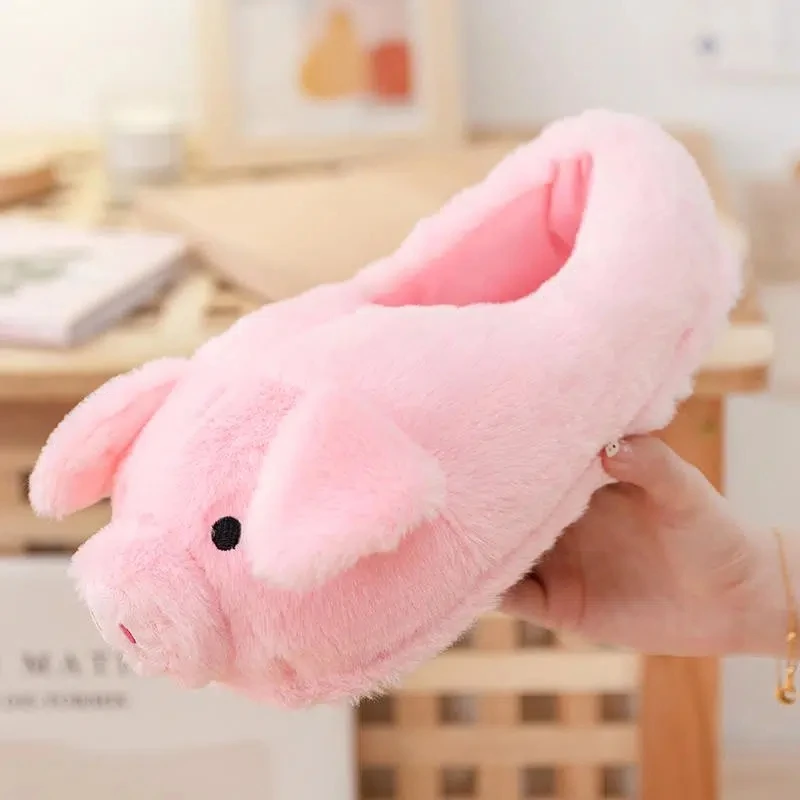 Pink Fluffy Piggy Slipper Women Girls Funny Slip on Shoes for 2025 indoor furry slides female creative fur shoes drop shipping