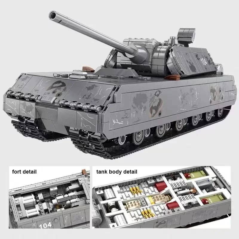 PANLOS German World War II T28/95 Mouse Heavy Tank Building Blocks,MOC Creativity modello militare Boy Toy Aldult regali di compleanno