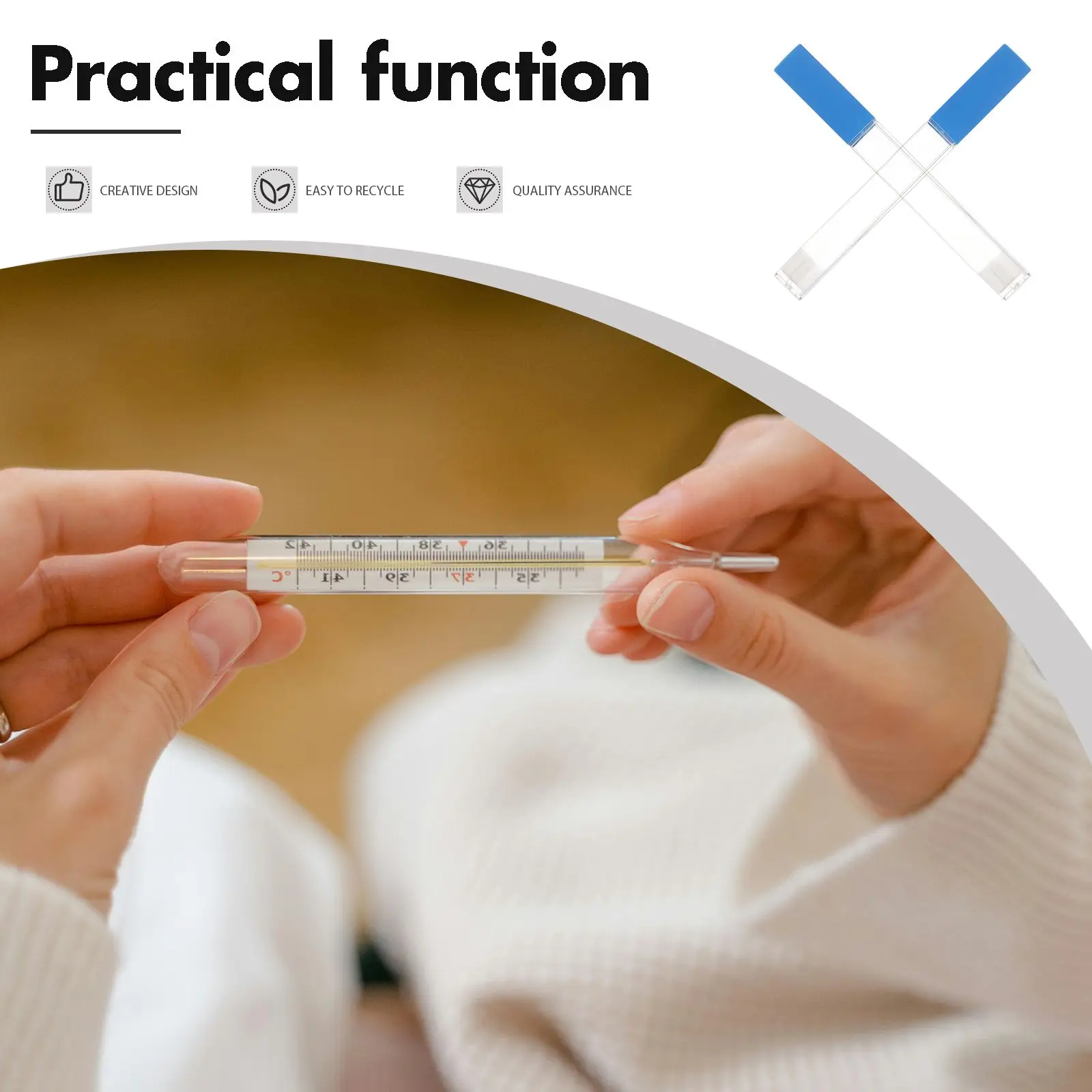 

2pcs Thermometer Storage Tube Protective Case to Prevent Falling Body Temperature Thermometer Holder Portable Thermometer Carryi