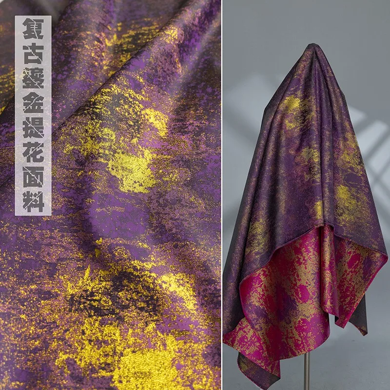 

Purple gilded double-sided jacquard fabric face skirt pants Hanfu Taoist robe outerwear designer