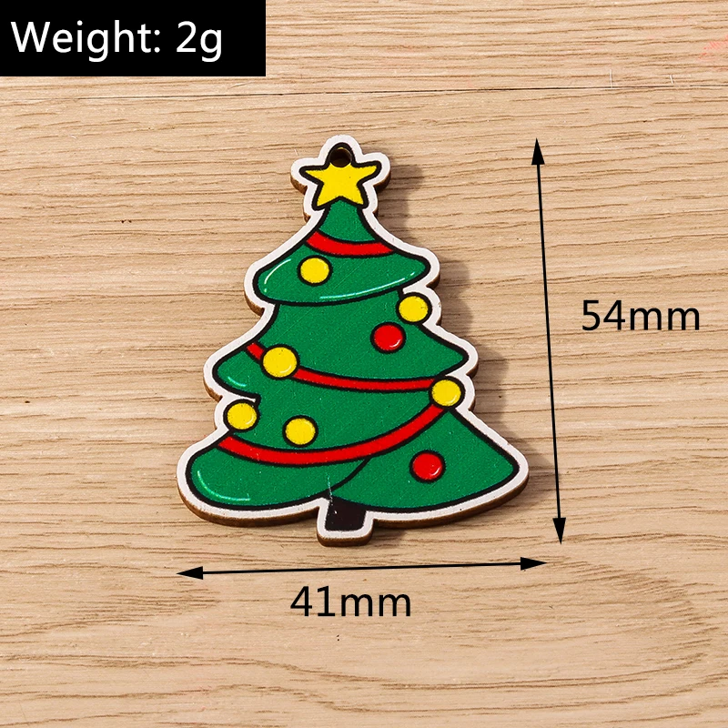 Tusember 10 Stück Weihnachtsanhänger aus Holz, Weihnachtsbaum, Weihnachtsmann, Zwerg, Schneemann, Anhänger für Schmuckherstellung, Ohrringe, Halsketten, DIY – Detail 18