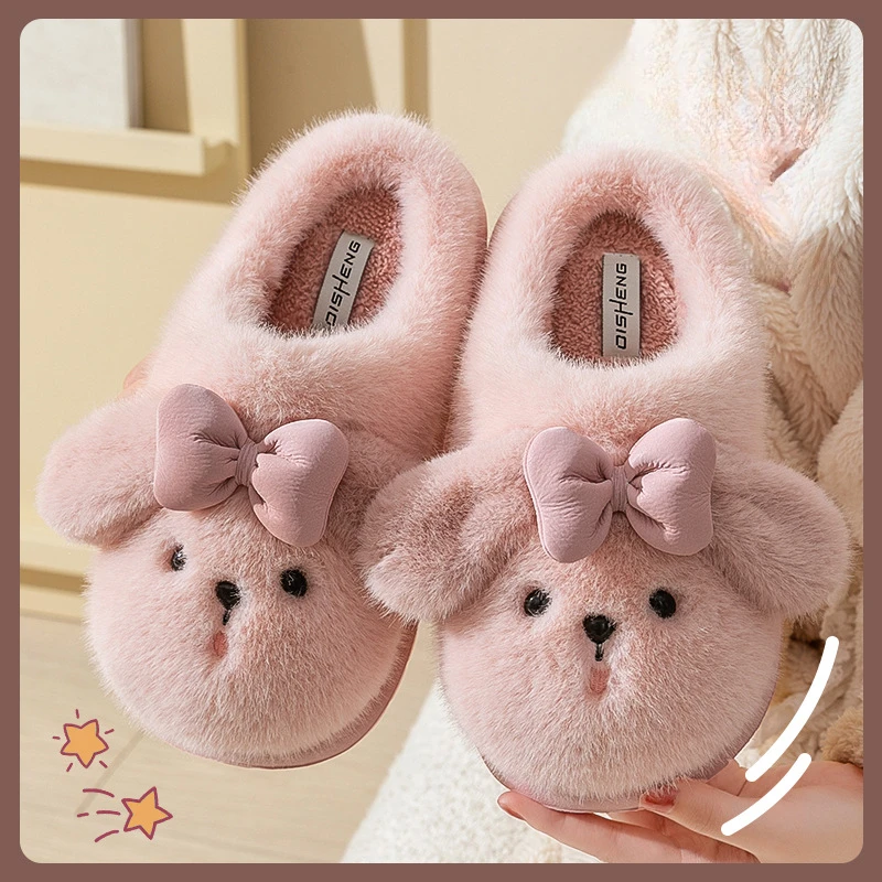 

Тапочки домашние хлопковые унисекс, пушистые плюшевые, на платформе, теплые, Осень-зима