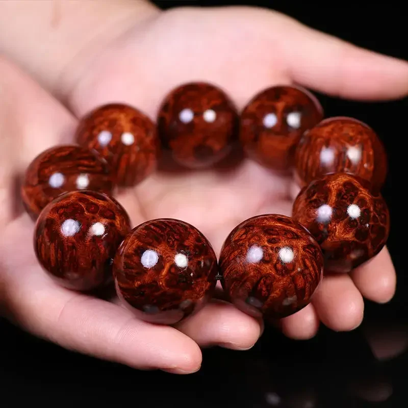 Popular hot-selling huanghuali bracelets, men's and women's purple avocado scarred Buddha beads, cultural play  jewelry gifts
