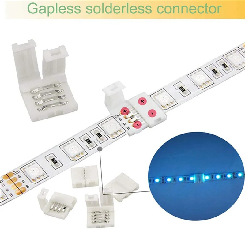 Kit connettore striscia LED AS94-2X per striscia LED RGB 5050 10 mm 4 pin Splitter a 2 vie, accessori fai da te per connessione striscia LED RGB