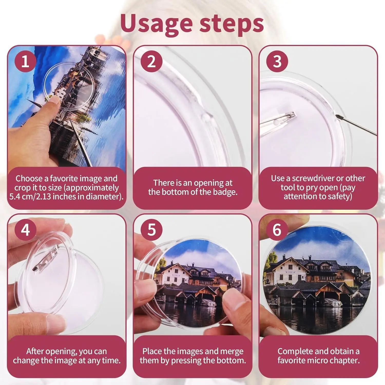 5-20PCS Buttons Blanks with Pins Clear Acrylic Button Pins Badge Kit Photo Buttons DIY Craft Button for DIY Badges Supplies