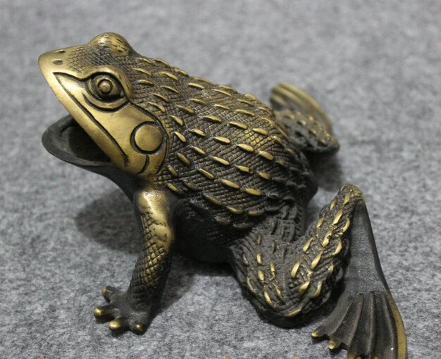 

bronze Decoration Pure Brass Good value Lucky Folk Chinese Bronze Folk Jump Frog Hoptoad Animal Statue Incense Burner Censer