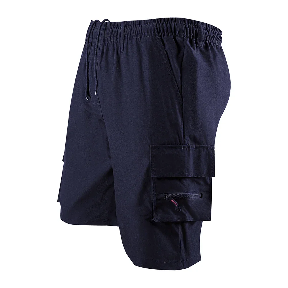 Летние мужские шорты-карго, свободные однотонные повседневные шорты, модные карманные шорты в стиле милитари, мужские камуфляжные спортивные штаны для бега