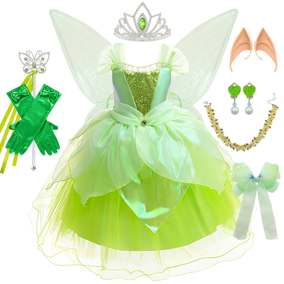 green dress for tinkerbell costume Magical Fairy Twirl quality tulle Kawell Princess Green Costume Halloween