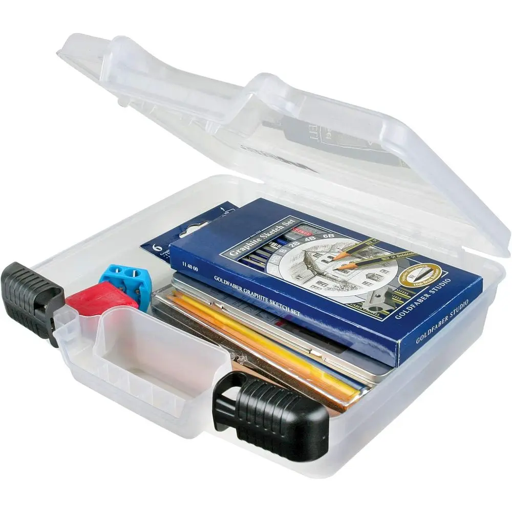 

10-дюймовый кейс для хранения произведений искусства с глубоким основанием и ручкой, портативный органайзер, полупрозрачный пластиковый контейнер для хранения