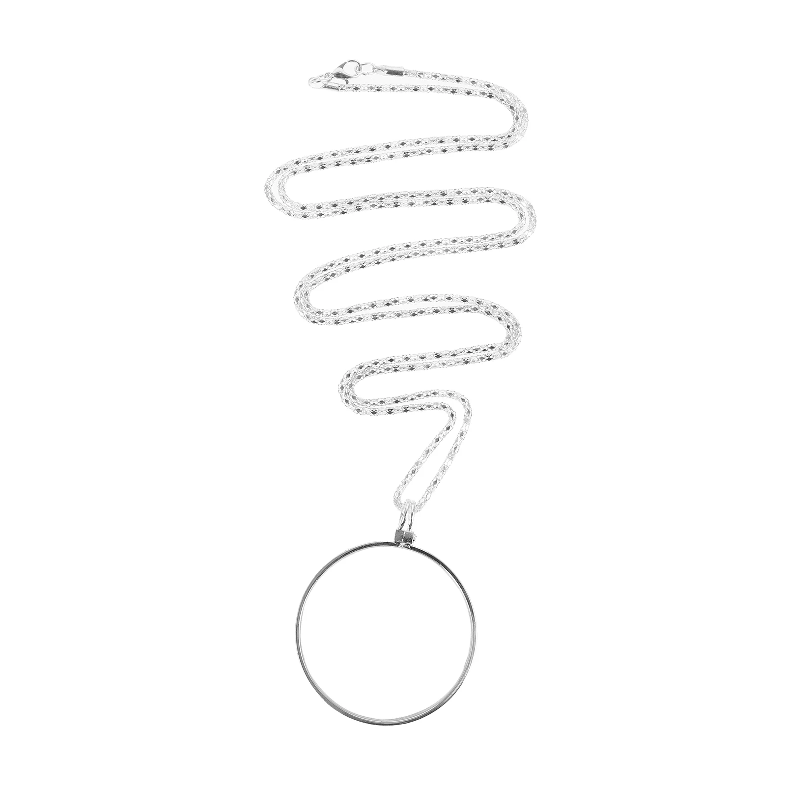 

Magnifier 5X Reading Necklaces Delicate Magnifying Tool Glass Portable Pendant with Chain Jewelry Zinc Alloy for