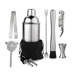 Stainless Steel Cocktail Shaker Bartending Tools Martini Sharker Drink Mixer Set With Storage Bag Bartender Kit 6/7/10pcs