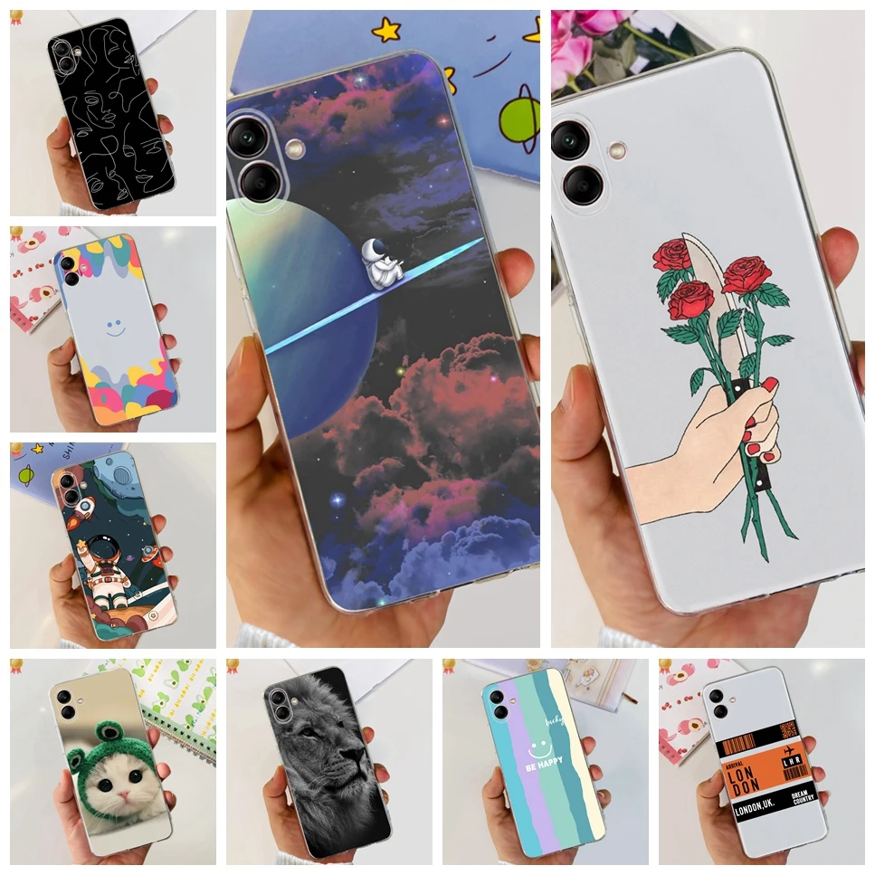 For Samsung Galaxy A04E Case Soft Silicone Fashion Glitters Women TPU Case For Samsung Galaxy A04 A04s Cute Smileys Phone Cover