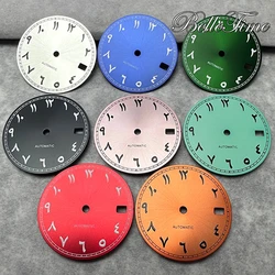 28.5mm Black Silver Blue Red Green Orange Pink Sky Blue Arabic Numeral Watch Faces Fit NH35 /NH36/4R/7S Automatic Movement ﻿