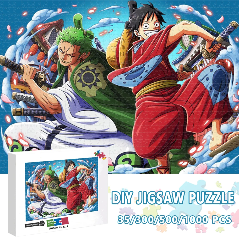 One Piece Jigsaw Puzzles Japanese Anime 300/500/1000 Pieces Wood Puzzle Luffy Roronoa Zoro Educational Toys for Adults Children